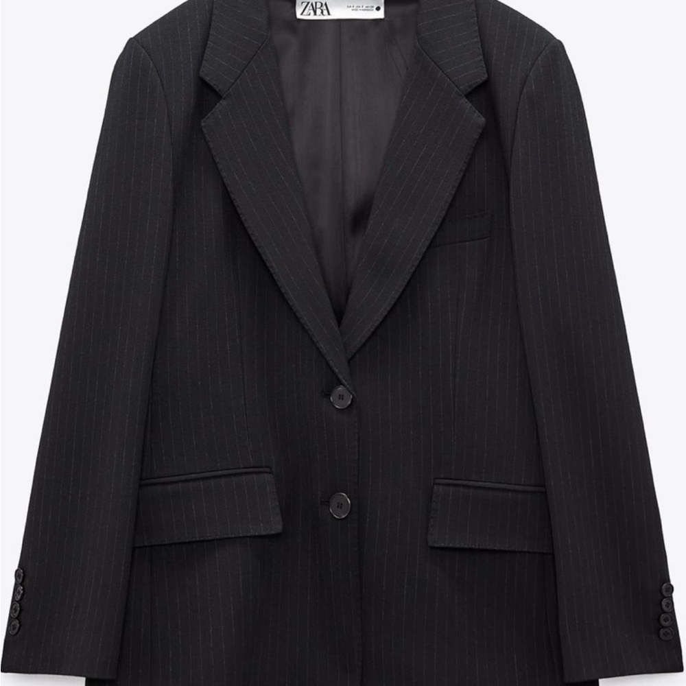 Zara Women's Black Pinstripe Blazer